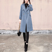 2024 Νέο στιλ Κορεάτικο μάλλινο μπουφάν με χαλαρή εφαρμογή Γυναικείο μεσαίου μήκους δημοφιλές παλτό χειμωνιάτικο παλτό σε στυλ Hippon χρώματος καφέ