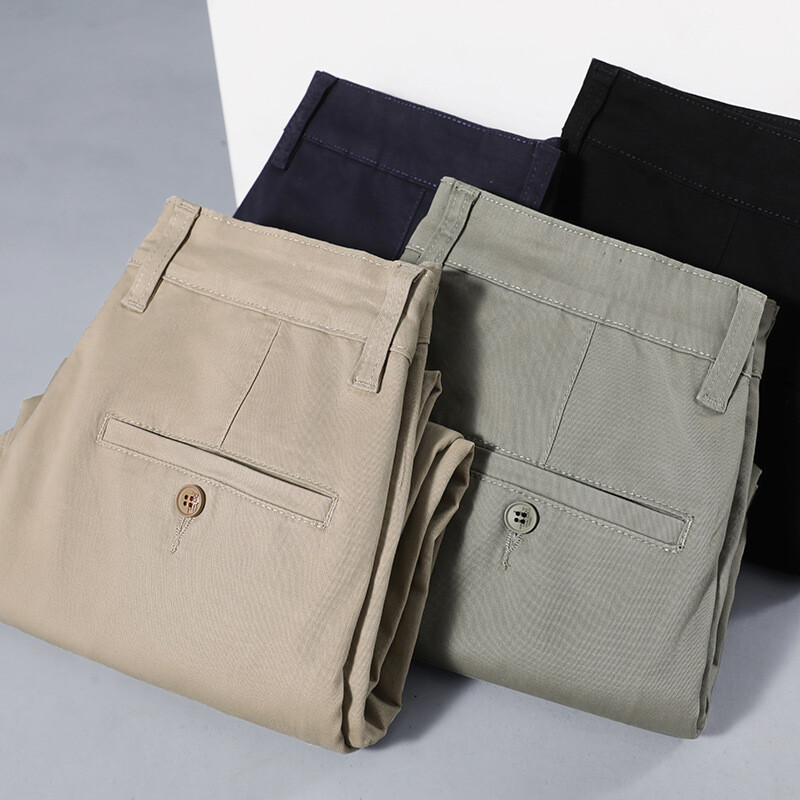 Rastegnute pencil hlače Muške pamučne hlače široke velike veličine 46 44 42 40 Pencil Chino Elastična muška crno zelena ravna odjeća