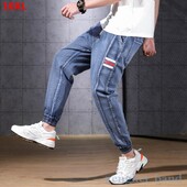 Nagy méretű Farmer Férfi Nadrág Nadrág 9XL 10XL Férfi Alkalmi nadrág 300 font láb tavaszi laza mosott nagy méret 290 font