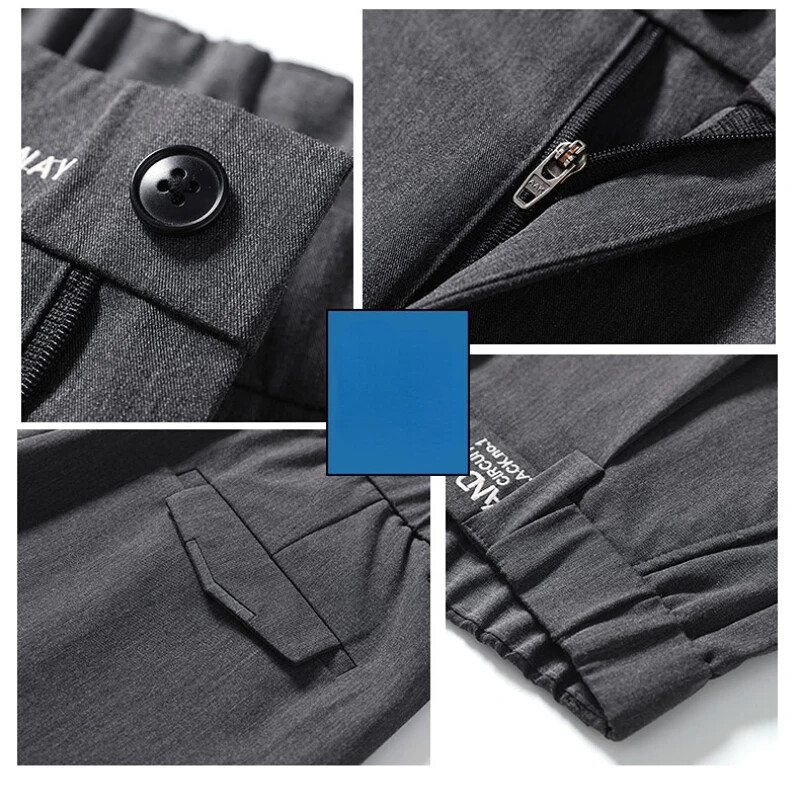 Pantaloni până la gleznă Pantaloni de afaceri slim, drept, costum negru coreean, primăvară și vară, pantaloni bărbați, îmbrăcăminte de lux cu bani vechi