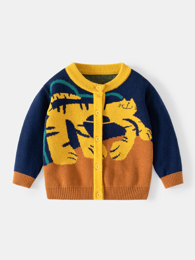 Baby Boy Trikotāžas jaciņa džemperis 2024 Jauns pavasara rudens mētelis Apģērbi Bērnu Mode Silts Virsdrēbes Džemperis