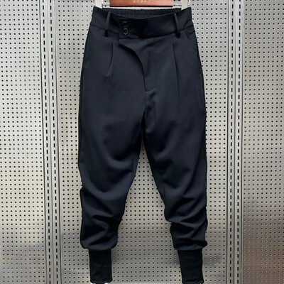 Ανδρικό μαύρο επίσημο κοστούμι παντελόνι υψηλής ποιότητας μονόχρωμο επαγγελματικό στυλ Casual Slim Fit Παντελόνι στον αστράγαλο Ανδρικό φόρεμα παντελόνι A56