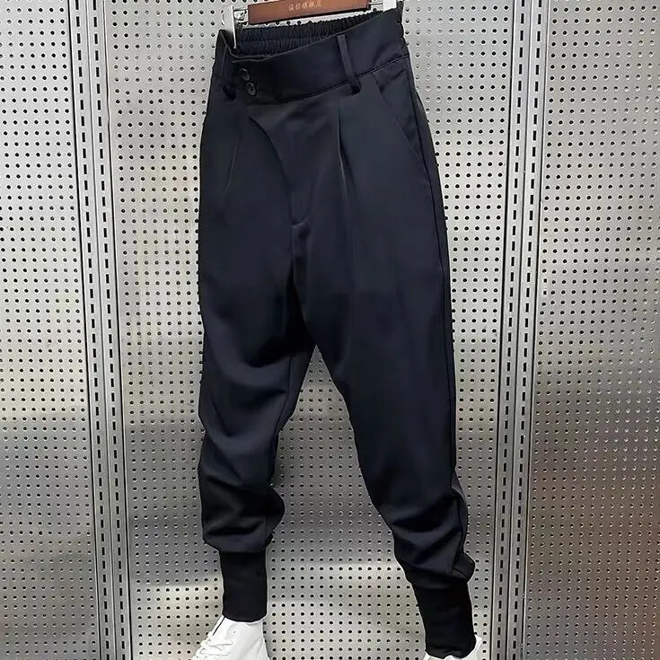 Ανδρικό μαύρο επίσημο κοστούμι παντελόνι υψηλής ποιότητας μονόχρωμο επαγγελματικό στυλ Casual Slim Fit Παντελόνι στον αστράγαλο Ανδρικό φόρεμα παντελόνι A56