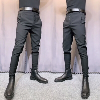 2023, primăvară, vară, pantaloni de costum pentru bărbați, pantaloni de afaceri casual, slim fit, până la gleznă, pantaloni de birou pentru bărbați, pantaloni de rochie A21