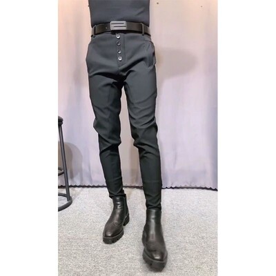 2023, primăvară, vară, pantaloni de costum pentru bărbați, pantaloni de afaceri casual, slim fit, până la gleznă, pantaloni de birou pentru bărbați, pantaloni de rochie A21