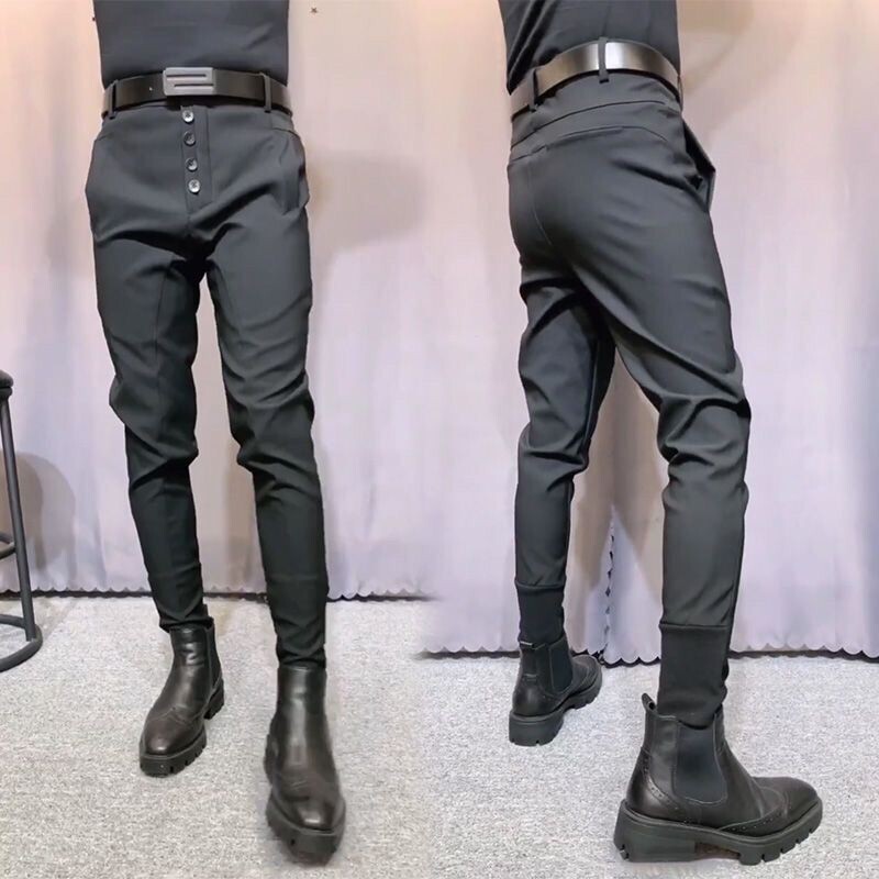 2023, primăvară, vară, pantaloni de costum pentru bărbați, pantaloni de afaceri casual, slim fit, până la gleznă, pantaloni de birou pentru bărbați, pantaloni de rochie A21