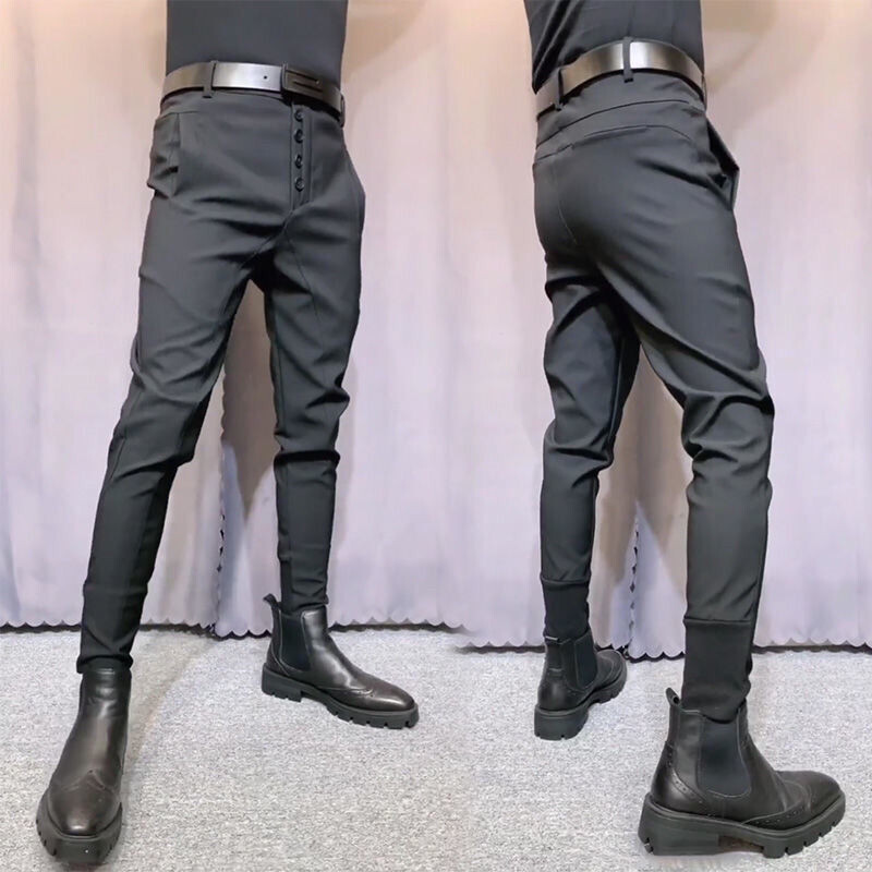 2023, primăvară, vară, pantaloni de costum pentru bărbați, pantaloni de afaceri casual, slim fit, până la gleznă, pantaloni de birou pentru bărbați, pantaloni de rochie A21