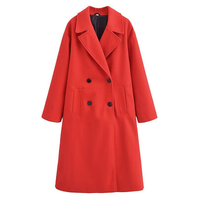 UNIZERA 2023 Χειμώνας Νέο προϊόν Γυναικεία μόδα και casual Ευέλικτο παλτό με διπλό στήθος μακρύ απαλό παλτό