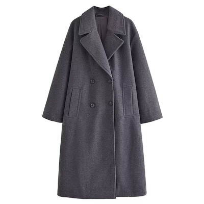 UNIZERA 2023 Χειμώνας Νέο προϊόν Γυναικεία μόδα και casual Ευέλικτο παλτό με διπλό στήθος μακρύ απαλό παλτό