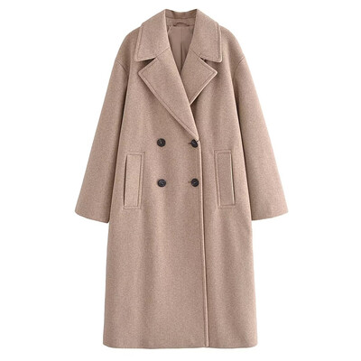 UNIZERA 2023 Χειμώνας Νέο προϊόν Γυναικεία μόδα και casual Ευέλικτο παλτό με διπλό στήθος μακρύ απαλό παλτό