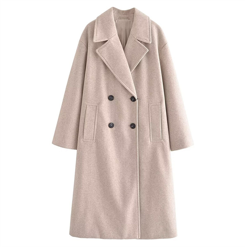 UNIZERA 2023 Χειμώνας Νέο προϊόν Γυναικεία μόδα και casual Ευέλικτο παλτό με διπλό στήθος μακρύ απαλό παλτό