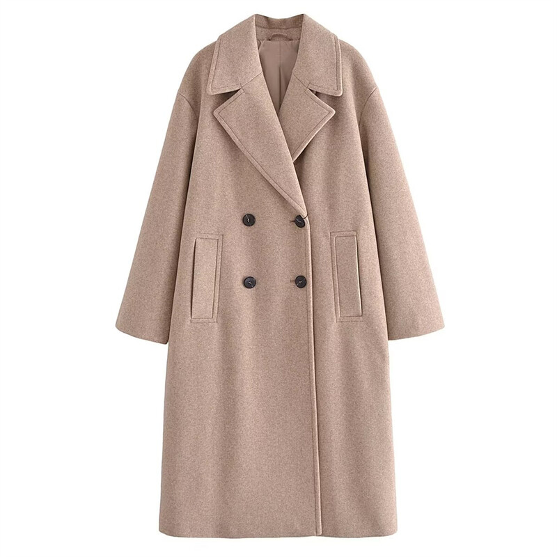 UNIZERA 2023 Χειμώνας Νέο προϊόν Γυναικεία μόδα και casual Ευέλικτο παλτό με διπλό στήθος μακρύ απαλό παλτό