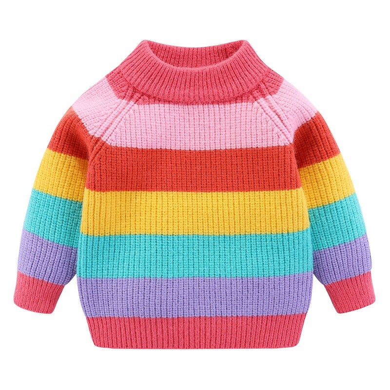 Mudkingdom Cute Toddler Πουλόβερ για αγόρια για κορίτσια με ραβδώσεις πλεκτό ουράνιο τόξο ριγέ μαλακό ζεστό πουλόβερ για παιδικά ρούχα Φθινοπωρινό χειμώνα