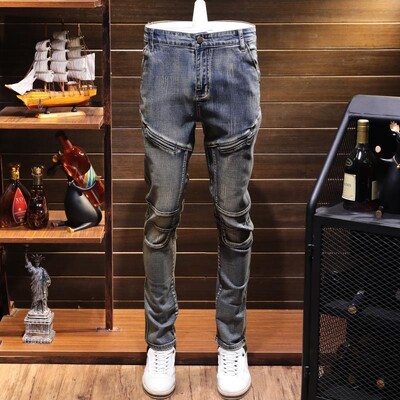 Blugi din denim stretch cu cusături retro 2022 toamnă iarnă bărbați motociclete slim casual de designer pantaloni lungi pantaloni cargo la modă