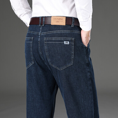 Φθινοπωρινό νέο ανδρικό ίσιο τζιν Κλασικό πλυμένο ελαστικό βαμβακερό επαγγελματικό καθημερινό τζιν παντελόνι μόδας επώνυμα ρούχα Μαύρο μπλε γκρι