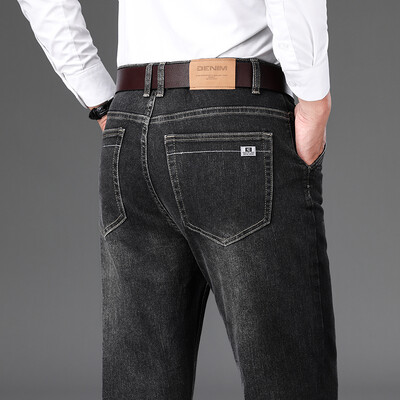 Φθινοπωρινό νέο ανδρικό ίσιο τζιν Κλασικό πλυμένο ελαστικό βαμβακερό επαγγελματικό καθημερινό τζιν παντελόνι μόδας επώνυμα ρούχα Μαύρο μπλε γκρι