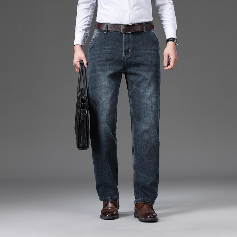 Φθινοπωρινό νέο ανδρικό ίσιο τζιν Κλασικό πλυμένο ελαστικό βαμβακερό επαγγελματικό καθημερινό τζιν παντελόνι μόδας επώνυμα ρούχα Μαύρο μπλε γκρι
