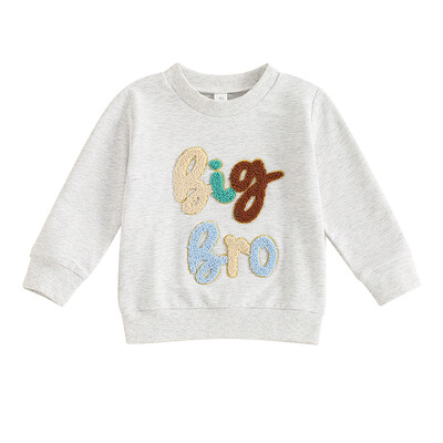 Copii Bebeluș băiețel Hanorace mari de toamnă Frați Haine asortate Ocazional litere blană Broderie Pulover cu mânecă lungă Top pentru 1-4A