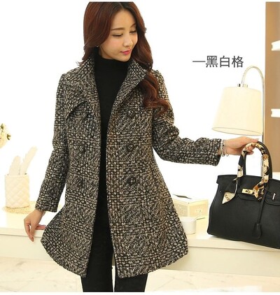 2024 Φθινόπωρο/Χειμώνας Νέος γιακάς γιακάς Μάλλινο μπουφάν Γυναικείο μοδάτο λεπτό μακρυμάνικο παλτό με διπλό στήθος Γυναικείο casual πανωφόρι