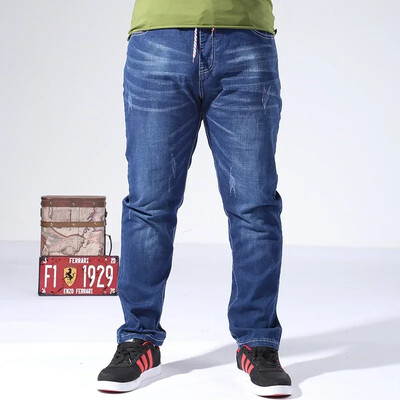 Υπερμεγέθη τζιν 300 λίβρες πολύ μεγάλο ΠΑΝΤΕΛΟΝΙ Μεγάλοι άντρες 160 κιλά λεπτό παντελόνι άνοιξη Ψηλόμεση 8XL 60 μεγάλο Szie 10XL ανδρικό μπλε τζιν