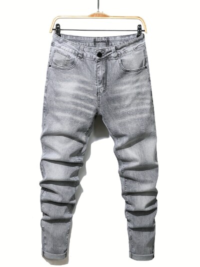 Ανδρικά τζιν Casual Straight Stretch Μόδα Κλασικό Μπλε Μαύρο Έργο Τζιν Παντελόνι Ανδρικά επώνυμα ρούχα