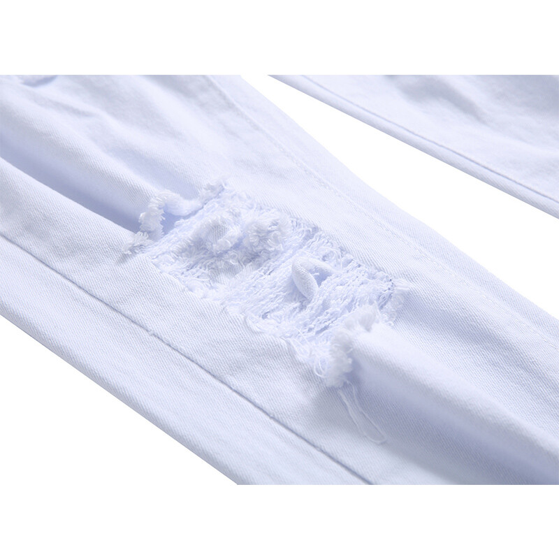 Vīriešu, balti džinsi, modes vintage mazgāšana, cieta, šaura džinsa bikses, vīriešu zīmola Advanced elastīgas bikses