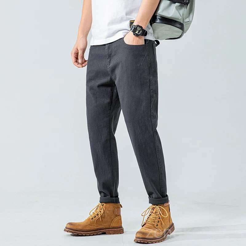 Vasaras ikdienas bikses vīriešu bikses vīrietim liela izmēra elastīgas brīvas oversize bikses pavasarīgas plānas daļas 46 48 44 vīriešu džinsu bikses