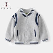 GFMY 2023 Νέο ανοιξιάτικο παιδικό πλεκτό αθλητικό παλτό Γκρι αγορίστικο μπουφάν μπέιζμπολ 3T-12T Παιδικά μπλουζάκια βρετανικού στυλ
