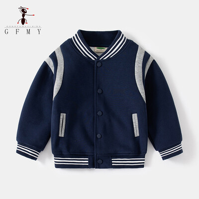 GFMY 2023 Νέο ανοιξιάτικο παιδικό πλεκτό αθλητικό παλτό Γκρι αγορίστικο μπουφάν μπέιζμπολ 3T-12T Παιδικά μπλουζάκια βρετανικού στυλ