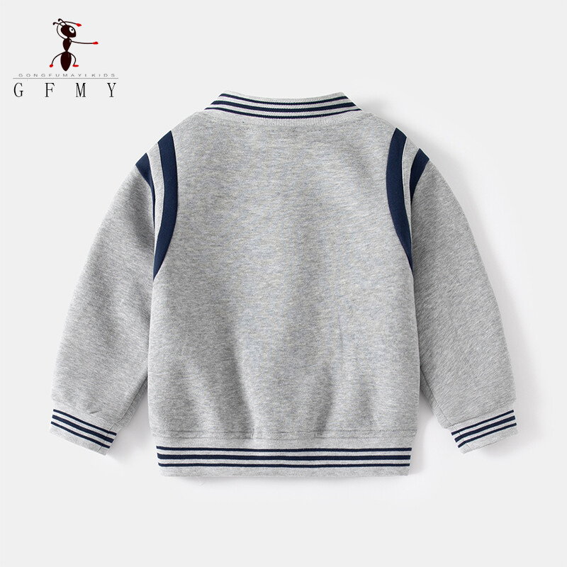 GFMY 2023 Νέο ανοιξιάτικο παιδικό πλεκτό αθλητικό παλτό Γκρι αγορίστικο μπουφάν μπέιζμπολ 3T-12T Παιδικά μπλουζάκια βρετανικού στυλ