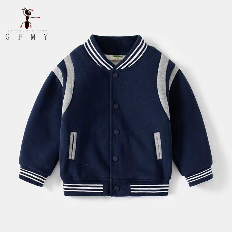 GFMY 2023 Νέο ανοιξιάτικο παιδικό πλεκτό αθλητικό παλτό Γκρι αγορίστικο μπουφάν μπέιζμπολ 3T-12T Παιδικά μπλουζάκια βρετανικού στυλ