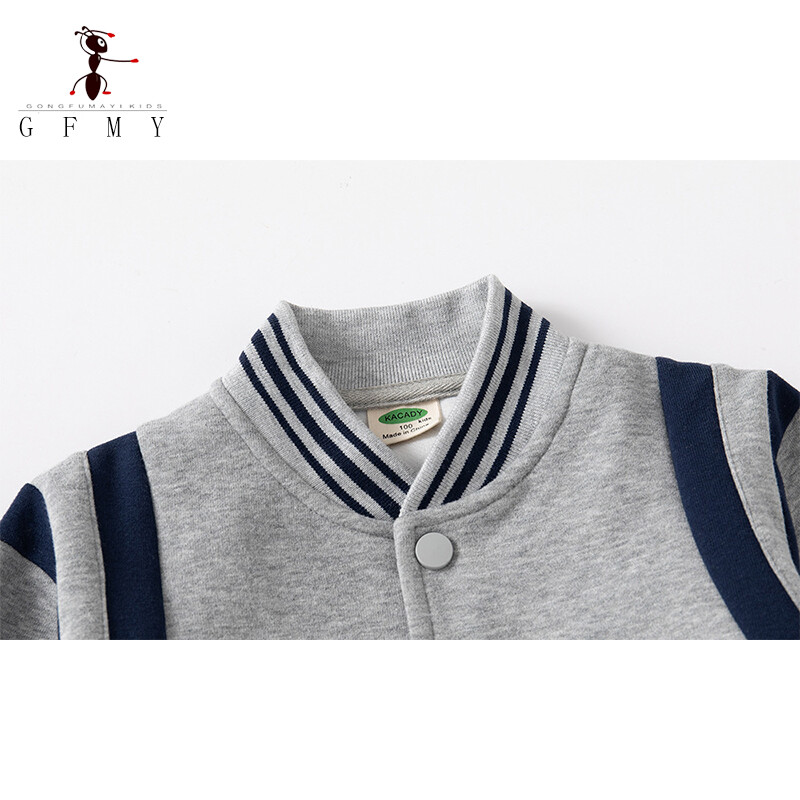 GFMY 2023 Νέο ανοιξιάτικο παιδικό πλεκτό αθλητικό παλτό Γκρι αγορίστικο μπουφάν μπέιζμπολ 3T-12T Παιδικά μπλουζάκια βρετανικού στυλ