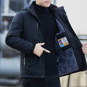 Νέο ανδρικό καπέλο με επένδυση από φλις χειμωνιάτικο πάρκο, Αποσπώμενο, χοντρό ζεστό καπέλο με κουκούλα, ζεστό καπέλο, ανδρικό μέγεθος 5XL, βελούδινο φθινοπωρινό μπουφάν