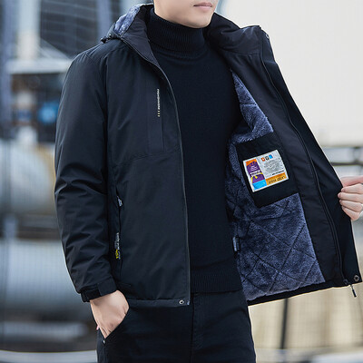 Νέο ανδρικό καπέλο με επένδυση από φλις χειμωνιάτικο πάρκο, Αποσπώμενο, χοντρό ζεστό καπέλο με κουκούλα, ζεστό καπέλο, ανδρικό μέγεθος 5XL, βελούδινο φθινοπωρινό μπουφάν