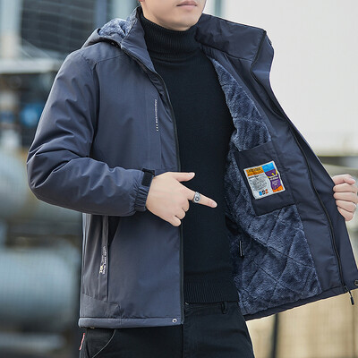 Νέο ανδρικό καπέλο με επένδυση από φλις χειμωνιάτικο πάρκο, Αποσπώμενο, χοντρό ζεστό καπέλο με κουκούλα, ζεστό καπέλο, ανδρικό μέγεθος 5XL, βελούδινο φθινοπωρινό μπουφάν