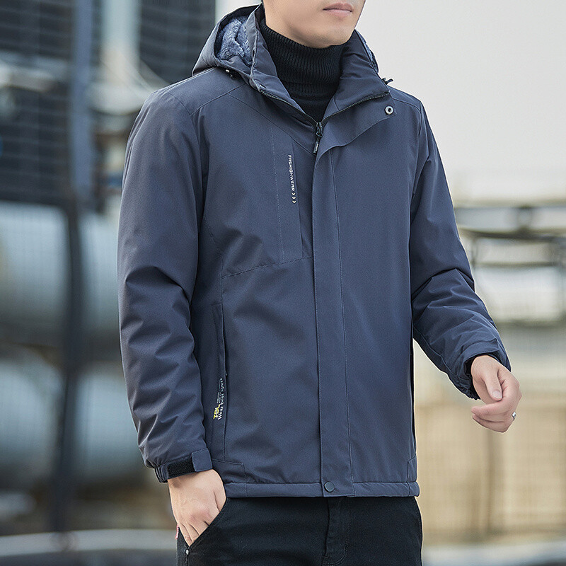 Νέο ανδρικό καπέλο με επένδυση από φλις χειμωνιάτικο πάρκο, Αποσπώμενο, χοντρό ζεστό καπέλο με κουκούλα, ζεστό καπέλο, ανδρικό μέγεθος 5XL, βελούδινο φθινοπωρινό μπουφάν