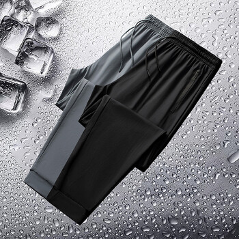 2024 Ice Silk Pants Мъжки летни нови бързосъхнещи дълги панталони Тънки прави кондициониращи панталони Еластична презрамка Ежедневни спортни панталони