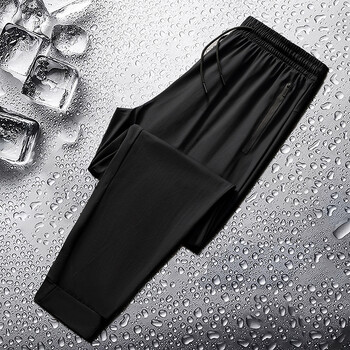 2024 Ice Silk Pants Мъжки летни нови бързосъхнещи дълги панталони Тънки прави кондициониращи панталони Еластична презрамка Ежедневни спортни панталони