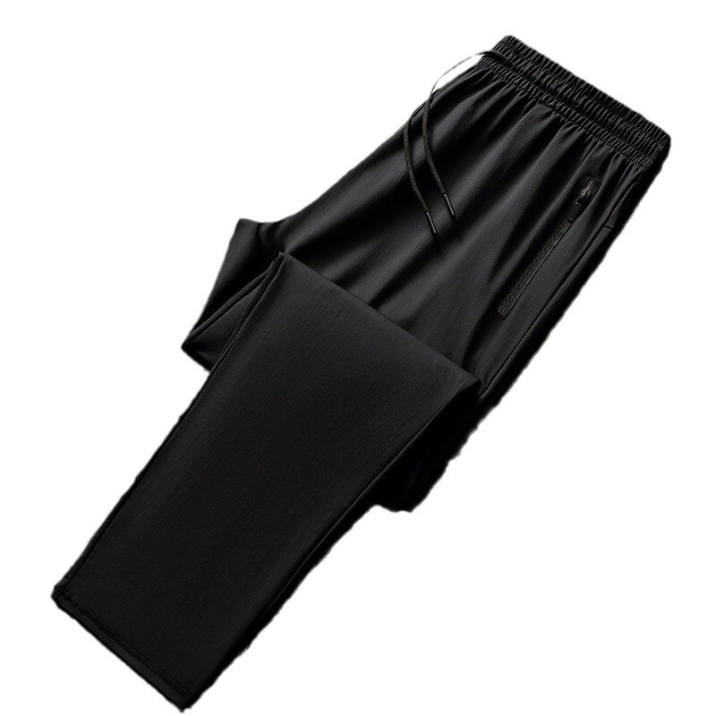2024 Pantaloni din mătase de gheață pentru bărbați de vară, pantaloni lungi, cu uscare rapidă, pantaloni subțiri, drepți, cu bretele elastice, pantaloni sport casual