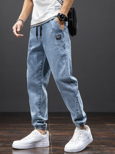 Pavasaris Vasara Juodi Mėlyni Cargo Džinsai Vyriški Gatvės Apranga Džinsinės Jogger Kelnės Vyriškos Baggy Harem Jean Kelnės Didelio dydžio 6XL 7XL 8XL