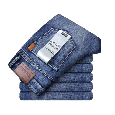 Noua primăvară, toamnă, blugi clasici pentru bărbați, modă de afaceri, drepți, obișnuiți, pantaloni albaștri elastici din denim, blugi inteligenti pentru bărbați