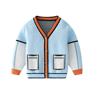 Πλεκτό πουλόβερ για μικρά αγόρια φθινόπωρο 2023 Βρεφικά αγόρια Ζακέτες με λαιμόκοψη V με λαιμόκοψη Παιδικά ρούχα Παιδικά κορίτσια Πλεκτά μπουφάν