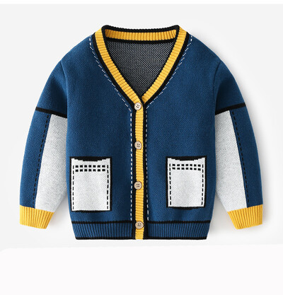 Πλεκτό πουλόβερ για μικρά αγόρια φθινόπωρο 2023 Βρεφικά αγόρια Ζακέτες με λαιμόκοψη V με λαιμόκοψη Παιδικά ρούχα Παιδικά κορίτσια Πλεκτά μπουφάν