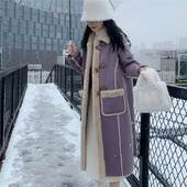 Modna, jednostavna za putovanje na posao, za mršavljenje, za mršavljenje, janjeća krznena bunda srednje dužine, integrirana krznena krzna, ženske plišane, 2023., nova jesen, zima