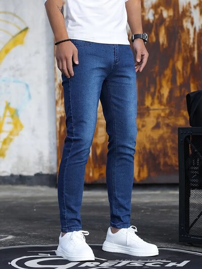 Mood vabaaja meeste venivad kitsad teksad Meeste Slim Fit pliiats Denim Kauboid Esteetilised püksid Meeste rõivad ﻿