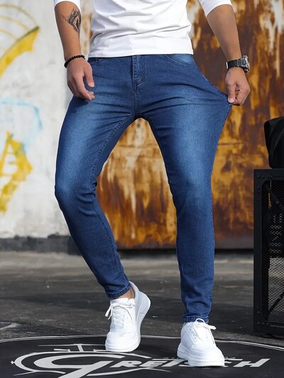 Moda Casual Bărbați Stretch Skinny Jeans Barba Slim Fit Creion Denim Cowboy Pantaloni Estetici Îmbrăcăminte pentru bărbați 