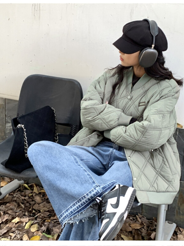 Ελαφρύ βαμβακερό γυναικείο παλτό ανδρικό καπιτονέ Διαμαντένιο δικτυωτό γεμισμένο φαρδύ Parka Κορεάτικο χειμωνιάτικο χειμωνιάτικο μπουφάν Ζευγάρι Unisex τοπ 2024