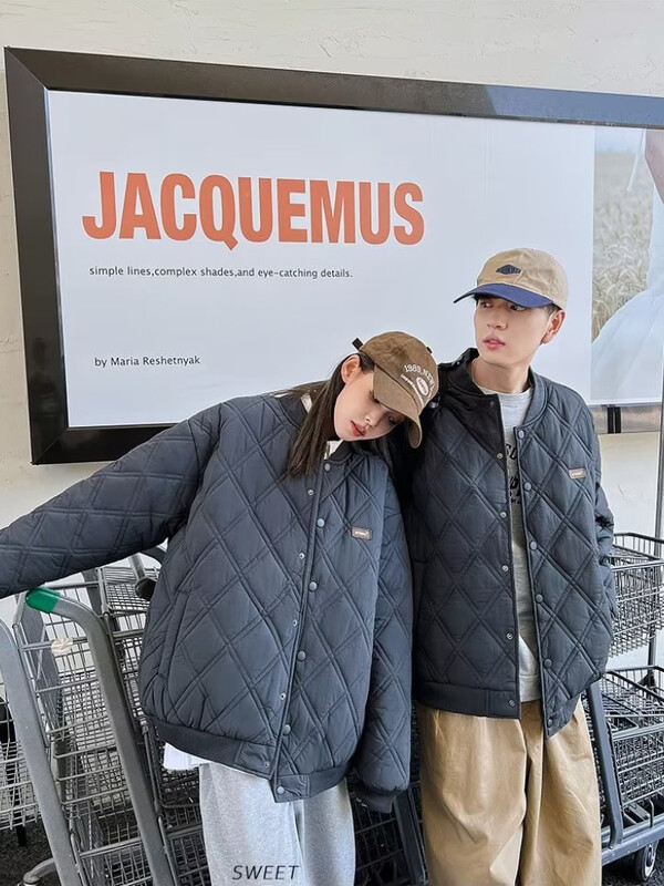 Ελαφρύ βαμβακερό γυναικείο παλτό ανδρικό καπιτονέ Διαμαντένιο δικτυωτό γεμισμένο φαρδύ Parka Κορεάτικο χειμωνιάτικο χειμωνιάτικο μπουφάν Ζευγάρι Unisex τοπ 2024