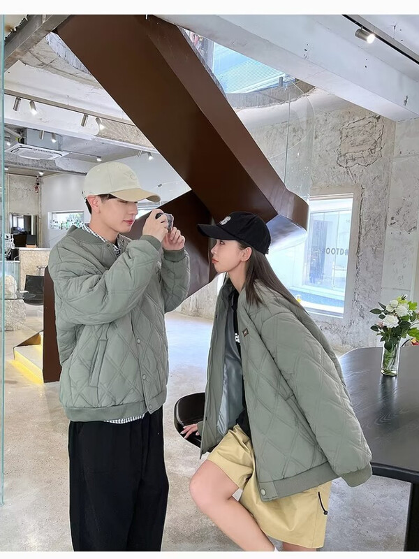 Ελαφρύ βαμβακερό γυναικείο παλτό ανδρικό καπιτονέ Διαμαντένιο δικτυωτό γεμισμένο φαρδύ Parka Κορεάτικο χειμωνιάτικο χειμωνιάτικο μπουφάν Ζευγάρι Unisex τοπ 2024
