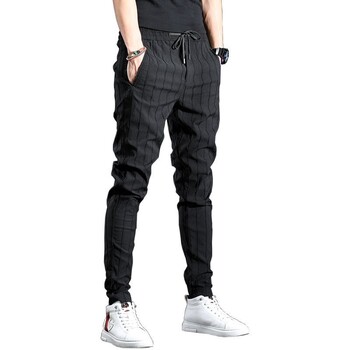 Harajuku Fashion Drawstring Stripe Designer Kpop Jogger Jeans за мъже Пролет Есен Ежедневни деним Slim Fit Cargo панталони за мъже